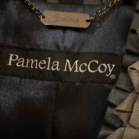 NWT Pamela McCoy Military Style Navy Blue Leather Coat. - Picture 2 of 11